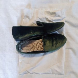 Birdies starling velvet loafer emerald green